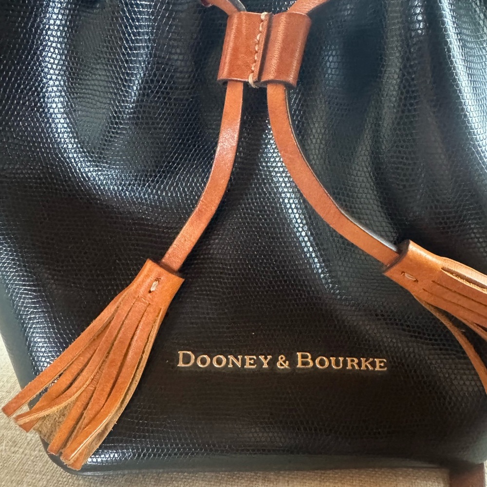 Dooney & Bourke Black Siena Serena Bucket Bag with tassels drawstring - Picture 6 of 6